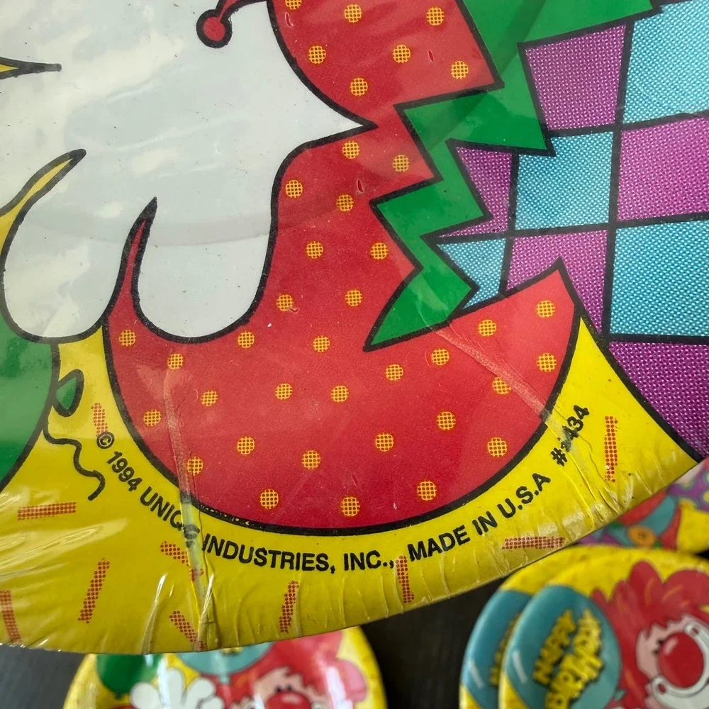 Vintage 1994 Unique Industries Birthday Clown Paper Plates 7in 56ct 8 Packs NEW